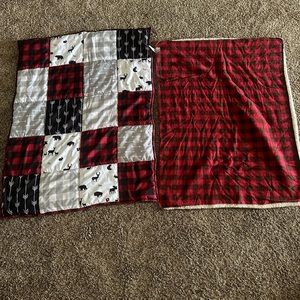 Crib/Toddler Bed buffalo plaid, Woodland Blankets, skirt & Changing pad set
